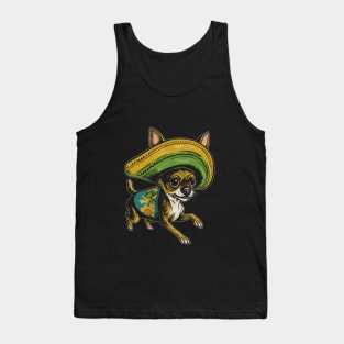 Funny Cute Chihuahua in Mexican Hat" - Adorable Dog Lover Gift Tank Top